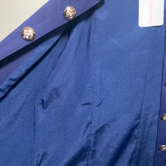 NWT Inspired Women's Navy Blue Gold Button Open Front Band Blazer - Size M - Picture 6 of 6